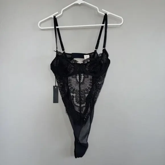 NWT Aritzia Ten By Babaton Encore Black Lace Size M Bustier Sweetheart Bodysuit - Picture 7 of 7